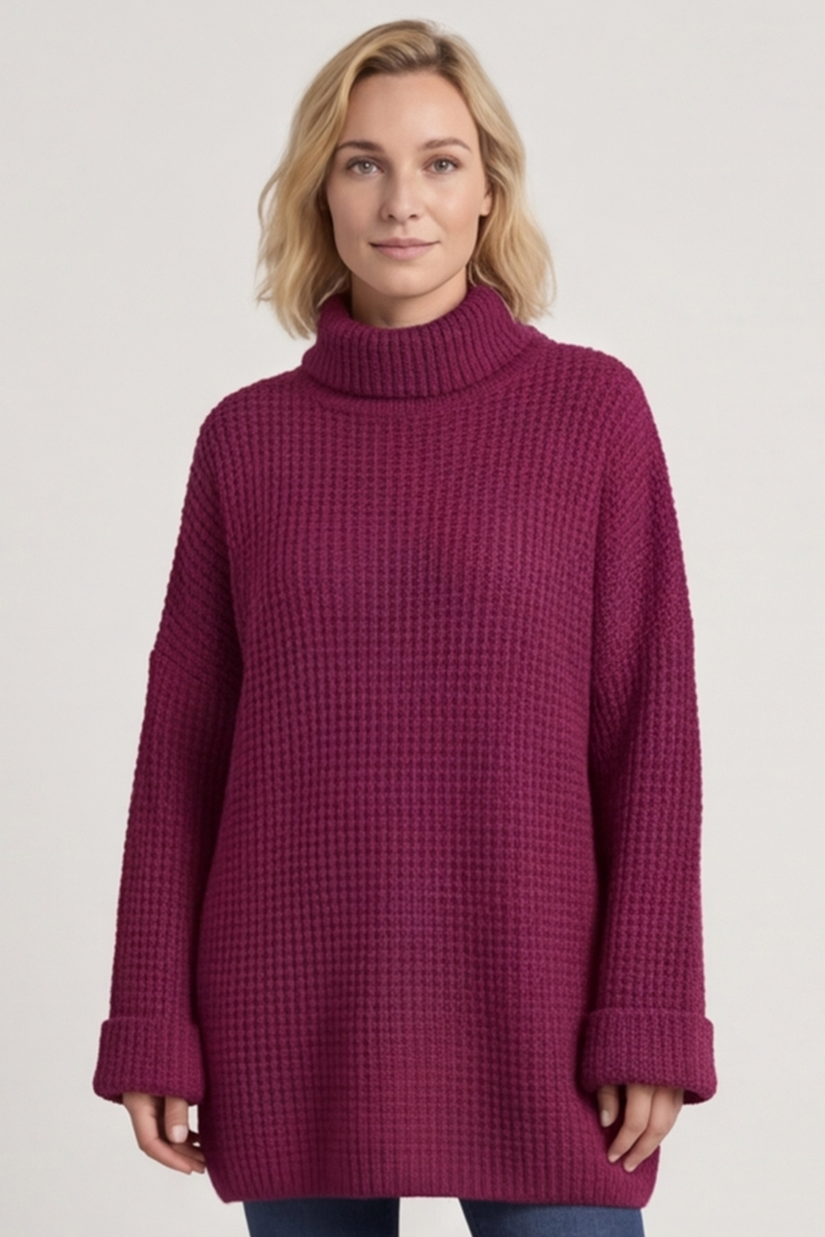 Romilly Polo Neck Knitted Jumper Berry