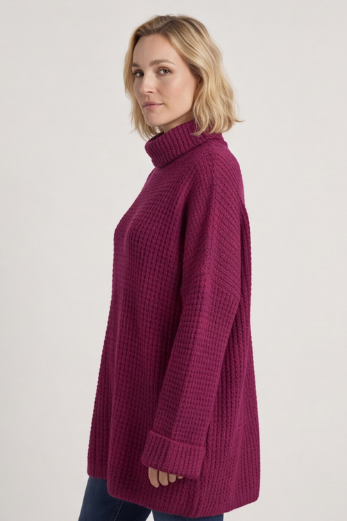Romilly Polo Neck Knitted Jumper Berry - Image 3