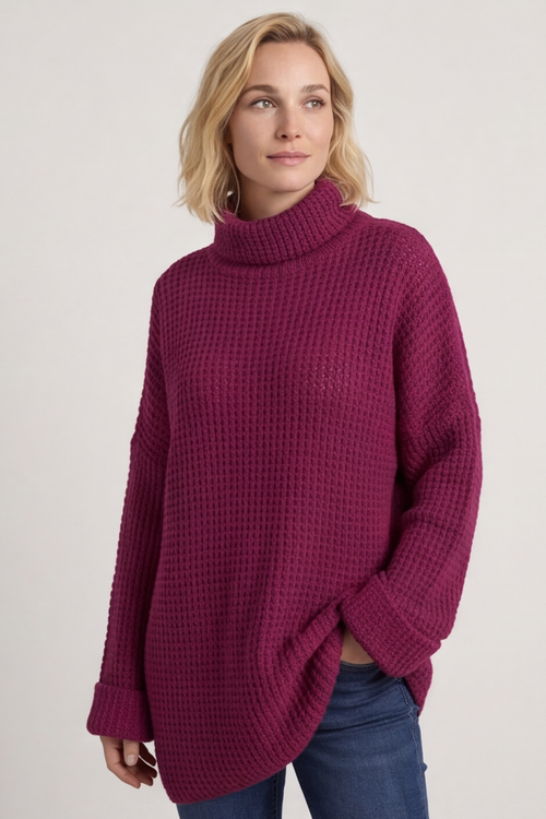 Romilly Polo Neck Knitted Jumper Berry - Image 2