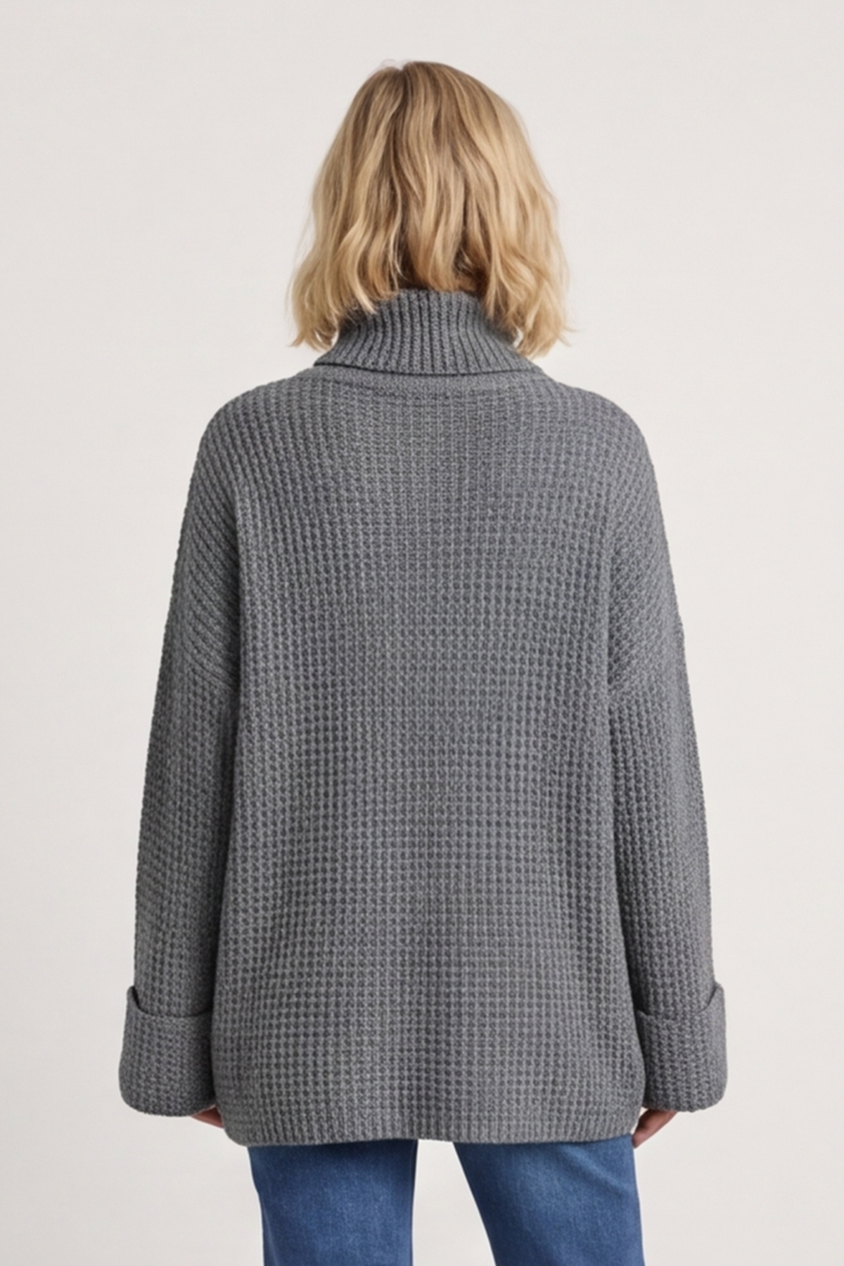 Romilly Polo Neck Knitted Jumper Mid Grey