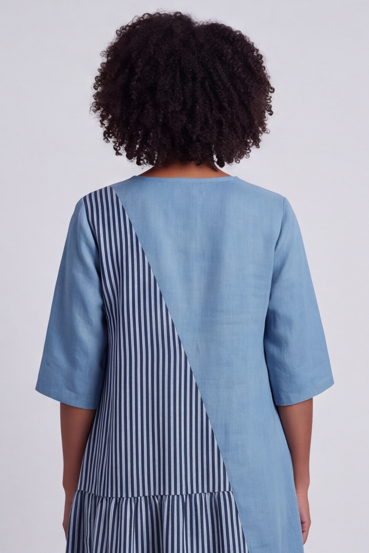 Rosa Stripe Blue Linen Dress