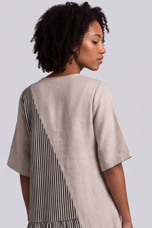 Rosa Stripe Stone Linen Dress - Image 3