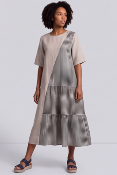 Rosa Stripe Stone Linen Dress