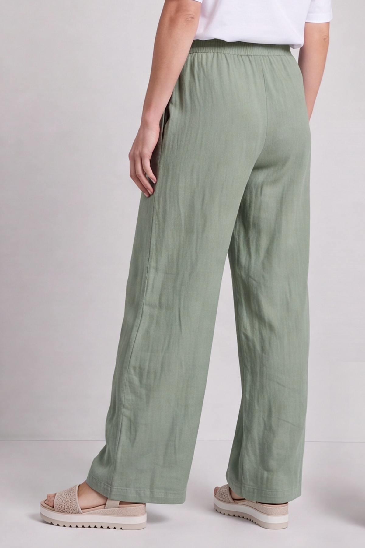 Elena Linen Light Khaki Trousers