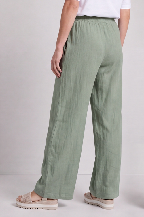 Elena Linen Light Khaki Trousers - Image 2