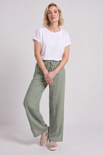 Elena Linen Light Khaki Trousers Light Khaki/Linen, Viscose - Elena Linen Light Khaki Trousers