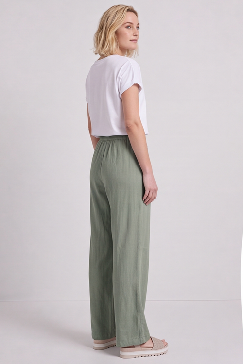 Elena Linen Light Khaki Trousers - Image 6