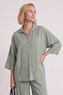 Aura Button Khaki Linen Top
