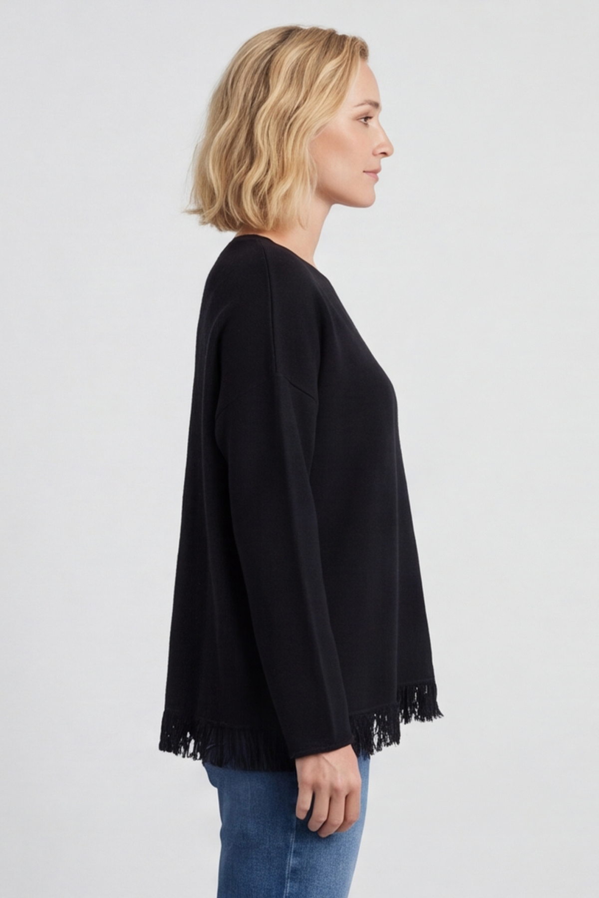 Sally Fringe Hem Jumper Black