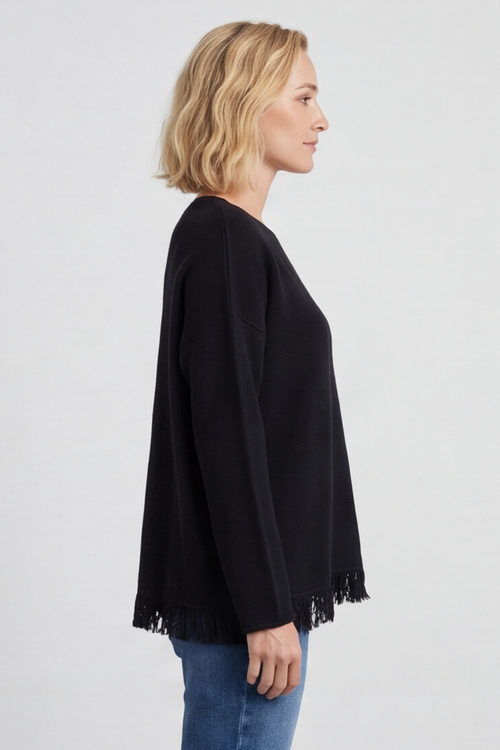 Sally Fringe Hem Jumper Black - Image 3