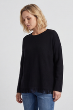 Sally Fringe Hem Jumper Black Black - Sally Fringe Hem Jumper Black