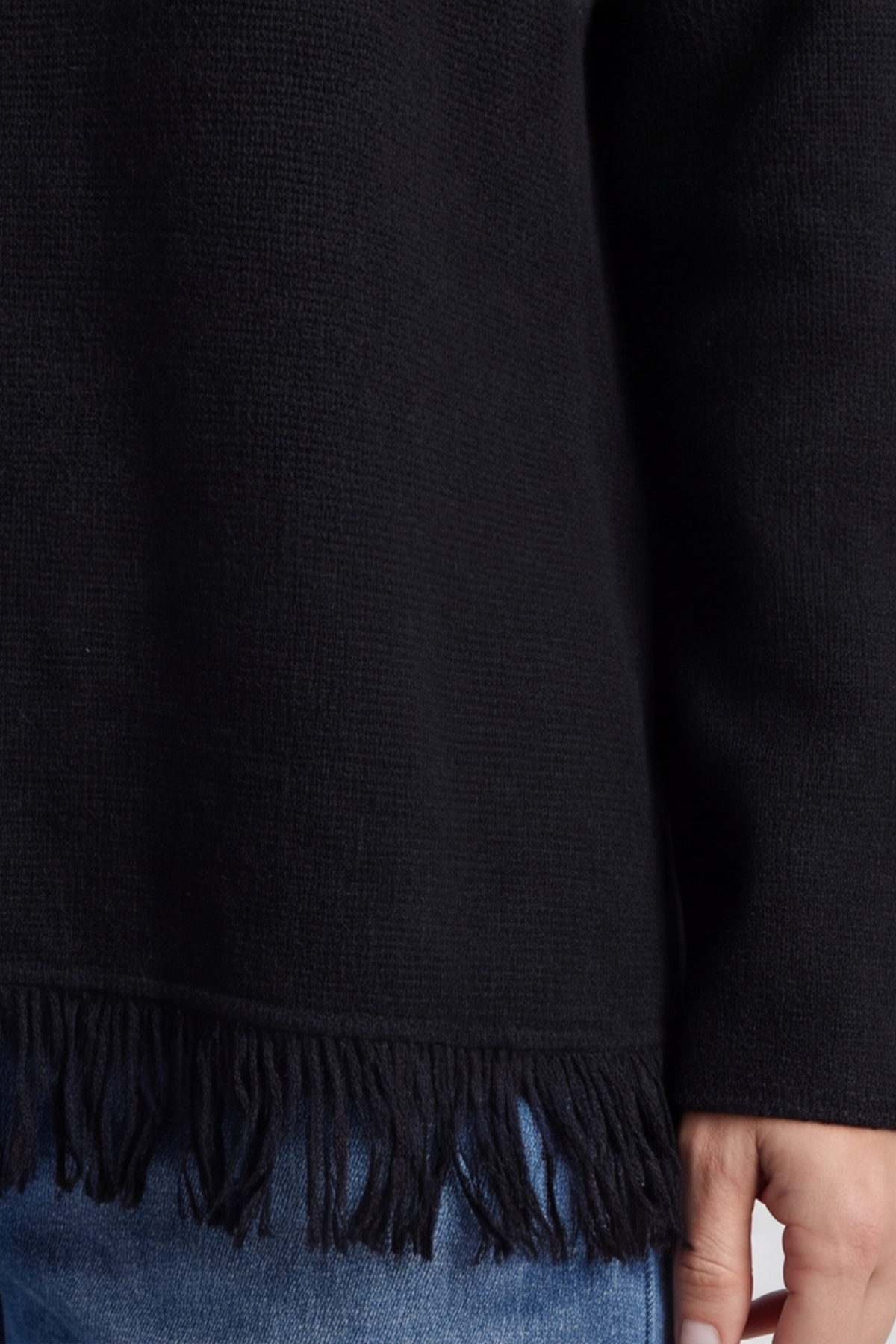 Sally Fringe Hem Jumper Black