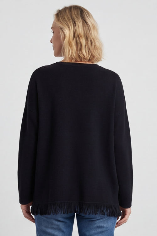 Sally Fringe Hem Jumper Black - Image 5