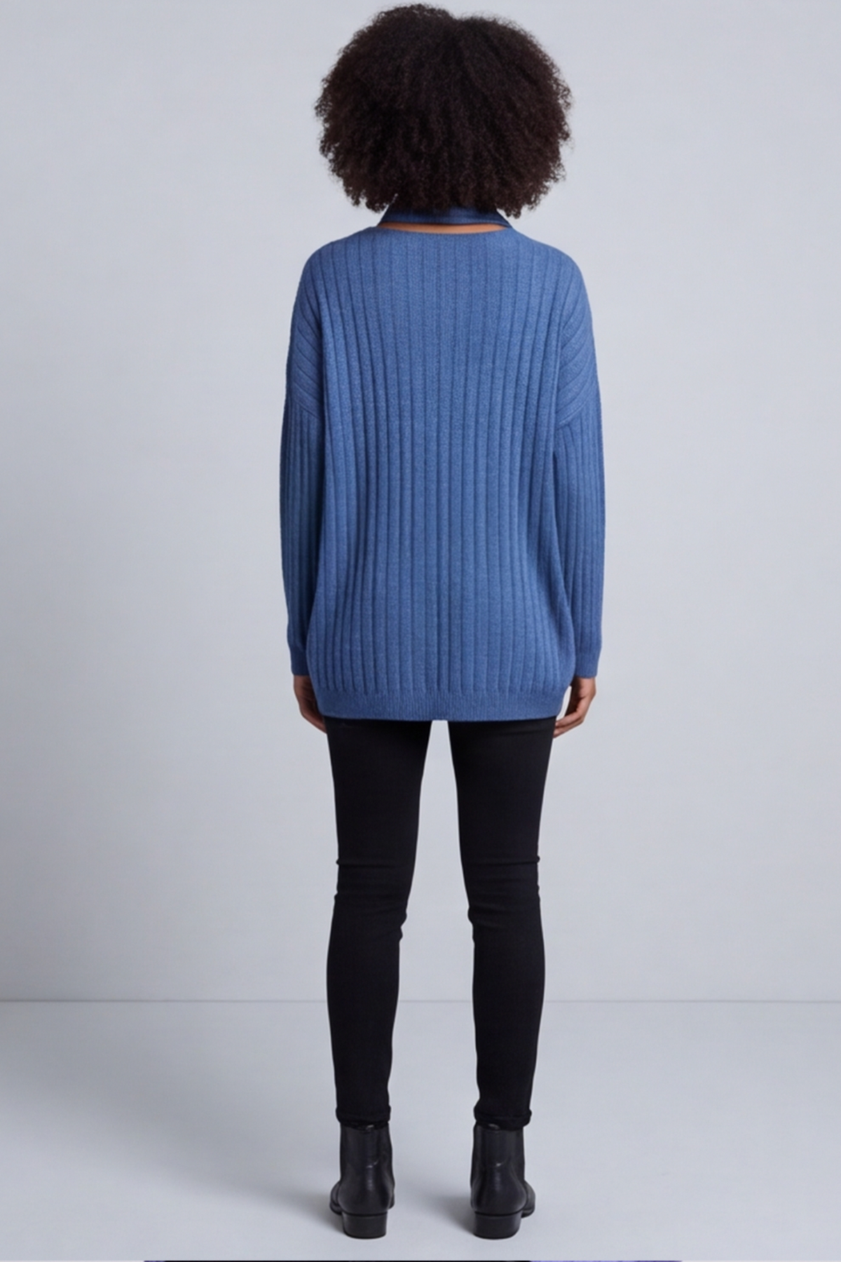 Santana Knitted Scarf Top Blue