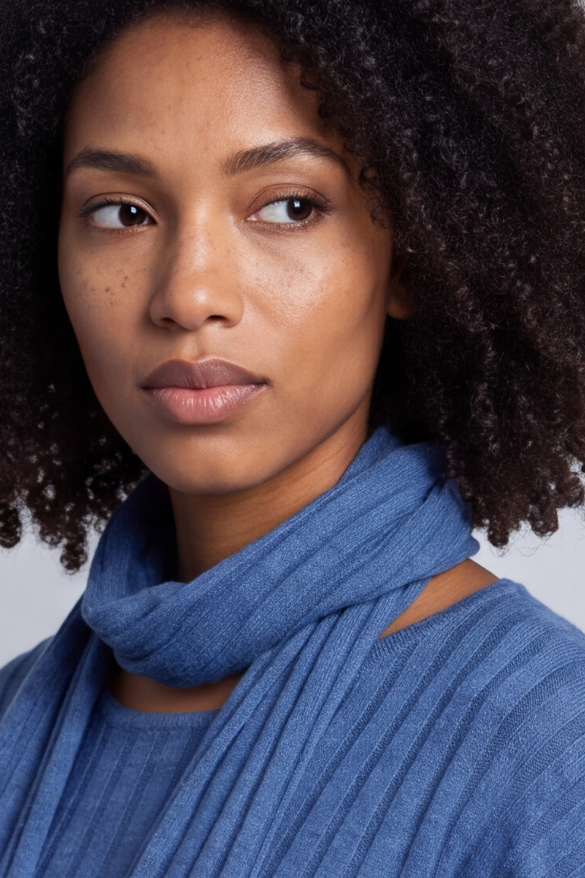 Santana Knitted Scarf Top Blue