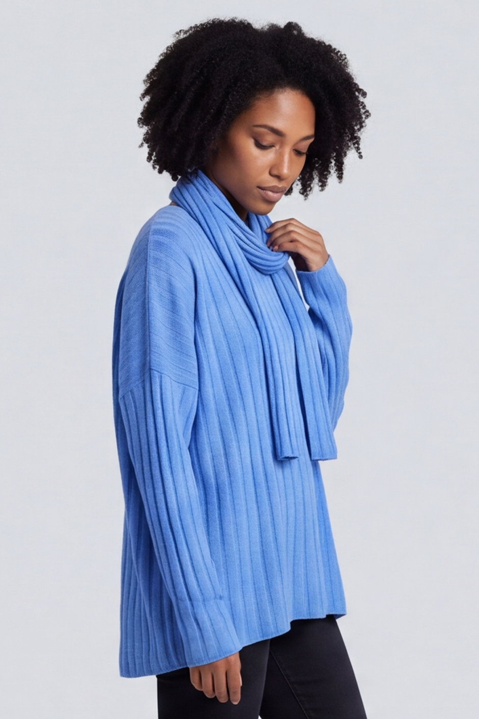 Santana Knitted Scarf Top Cobalt