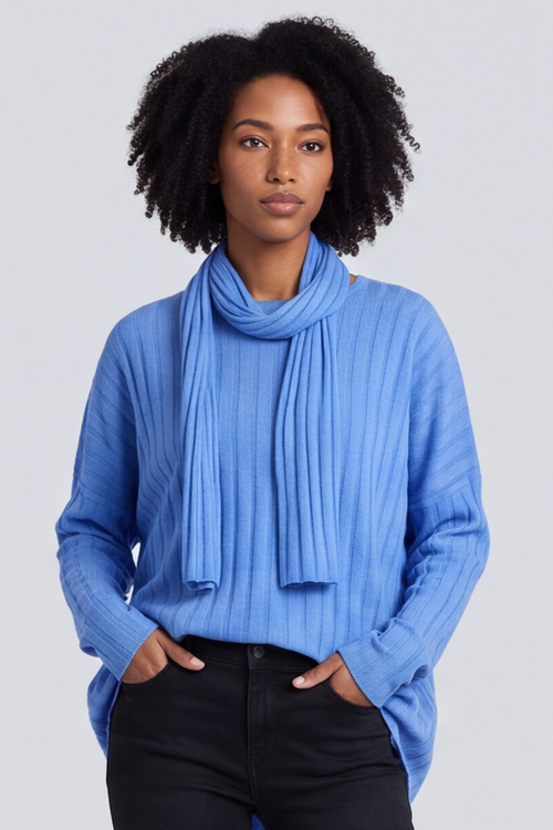 Santana Knitted Scarf Top Cobalt - Image 3