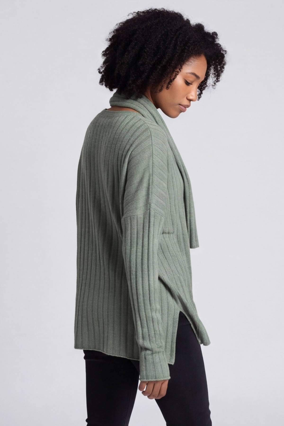 Santana Knitted Scarf Top Khaki