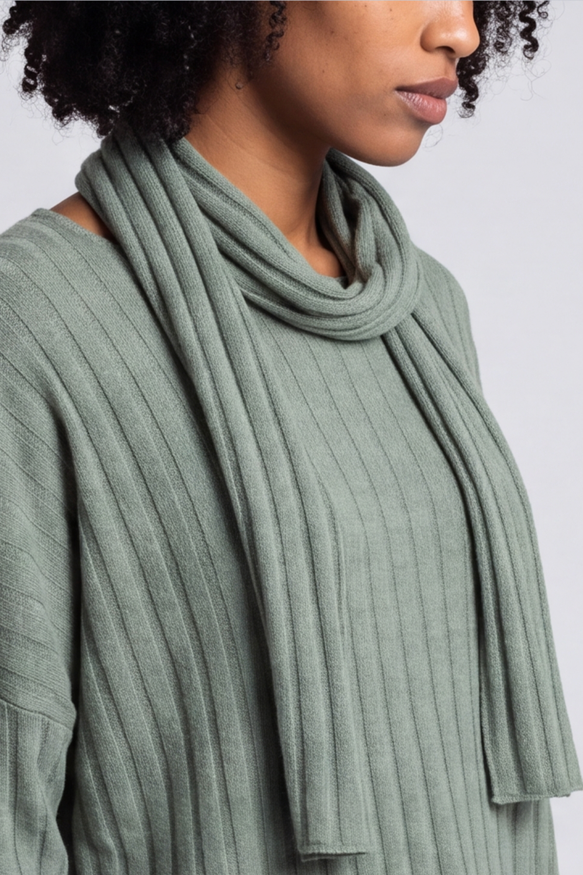 Santana Knitted Scarf Top Khaki