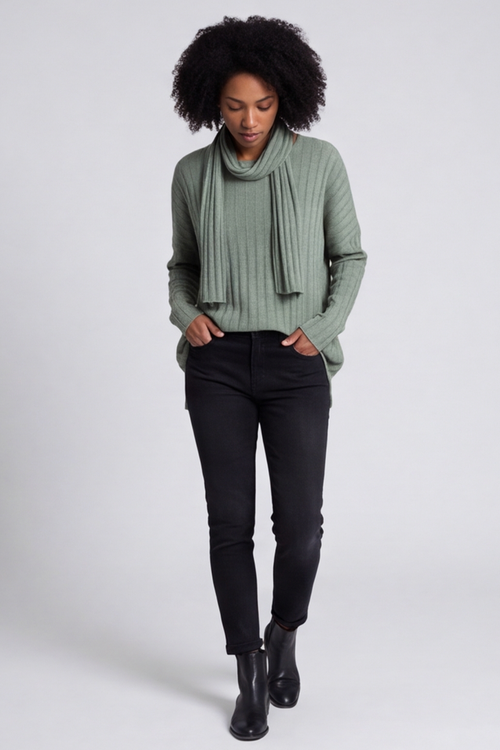Santana Knitted Scarf Top Khaki - Image 5