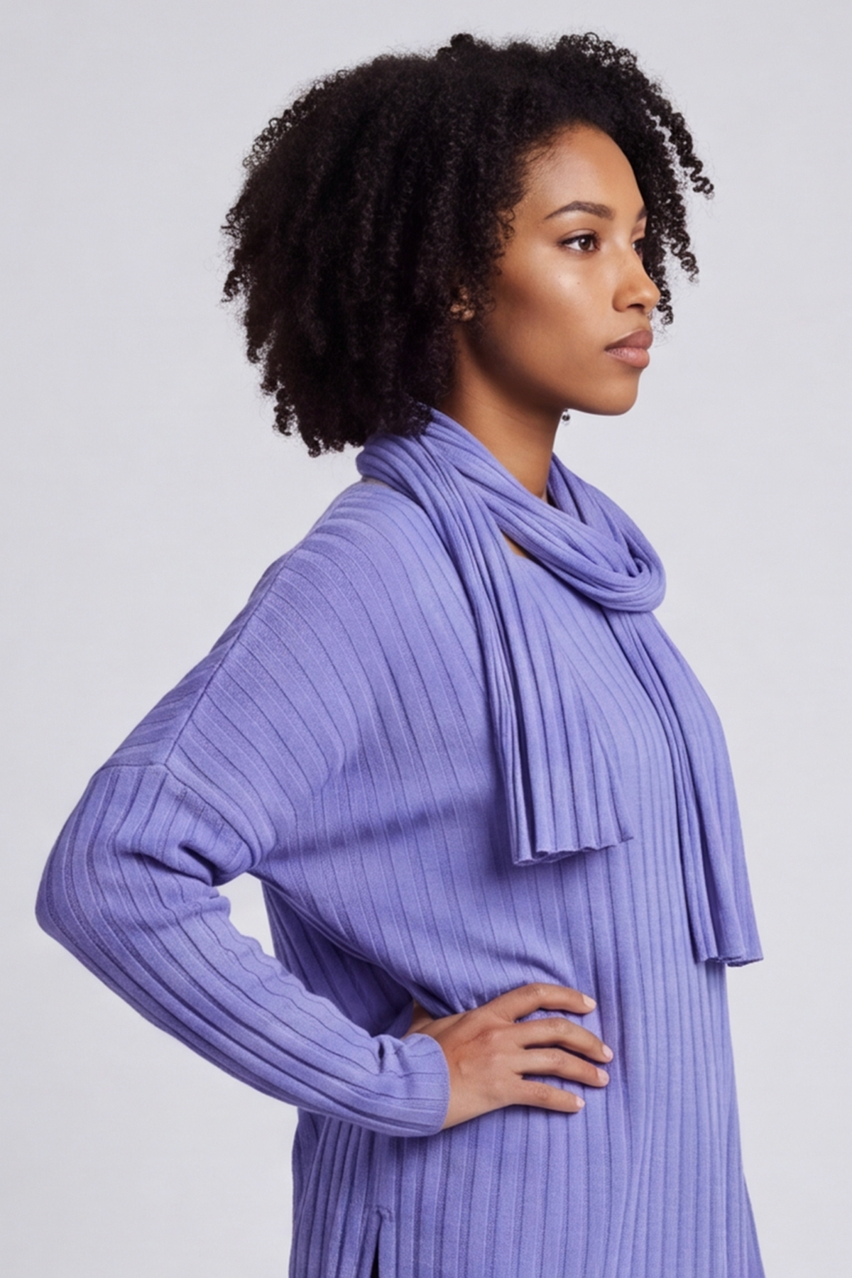 Santana Knitted Scarf Top Lilac