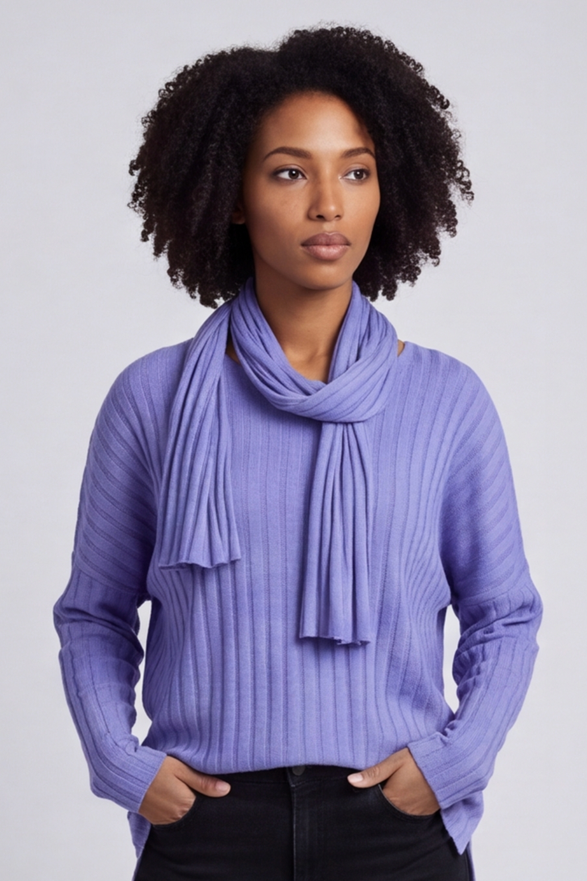 Santana Knitted Scarf Top Lilac