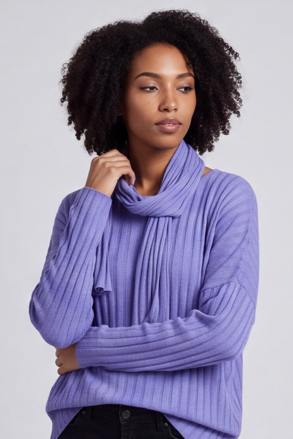 Santana Knitted Scarf Top Lilac