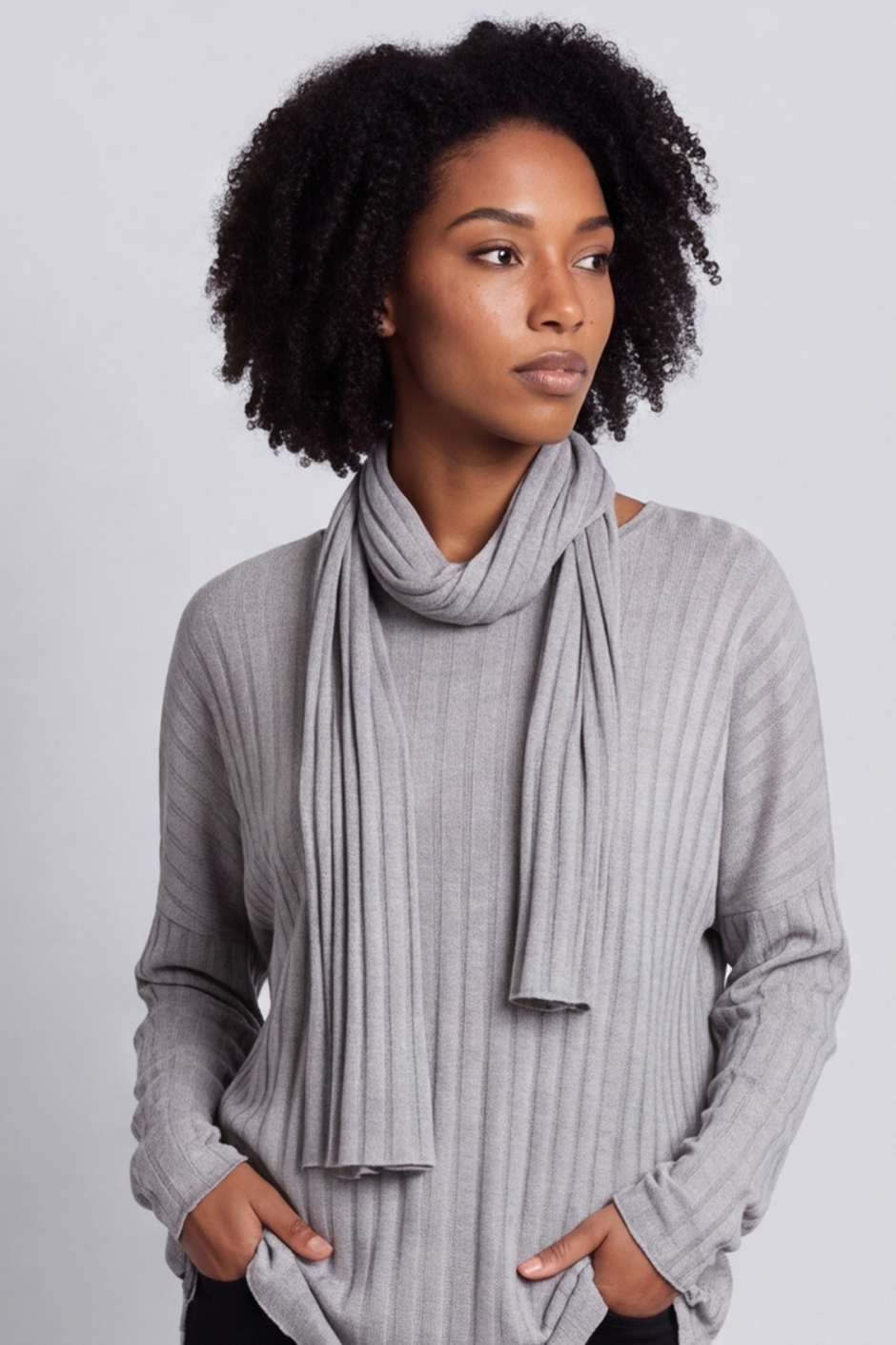 Santana Knitted Scarf Top Mocha