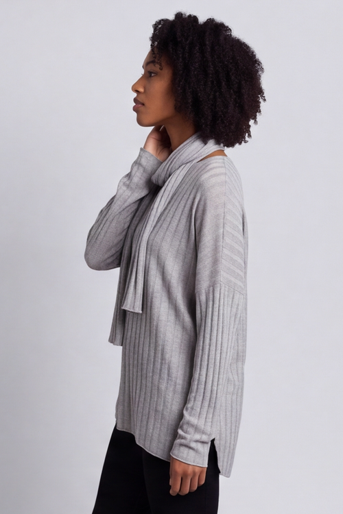 Santana Knitted Scarf Top Mocha - Image 3