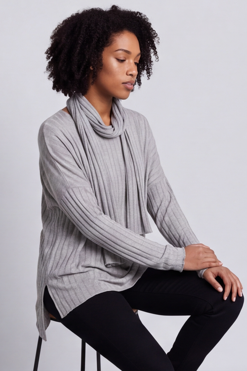 Santana Knitted Scarf Top Mocha - Image 6