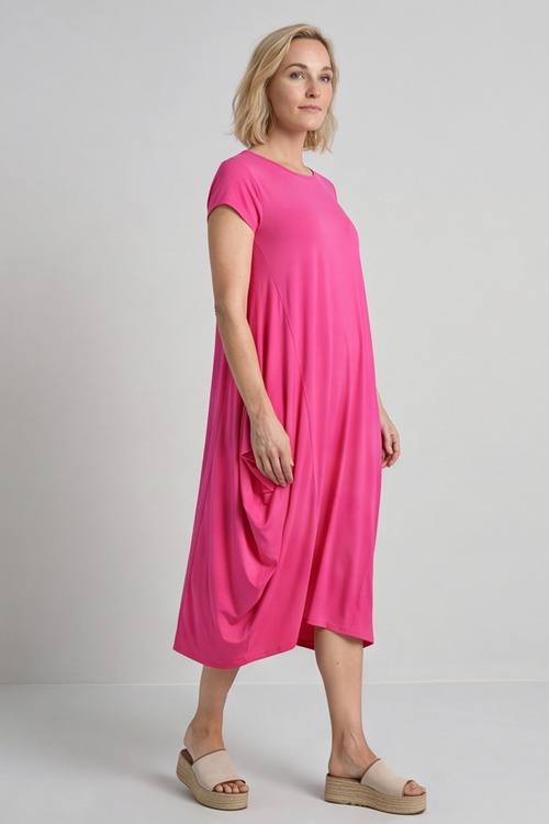 Sariah Short Sleeve Dress Fuchsia - Image 1
