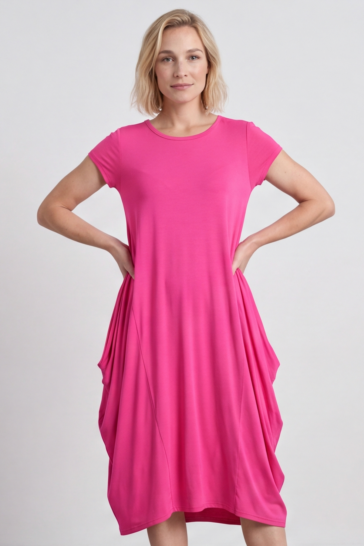 Sariah Short Sleeve Dress Fuchsia