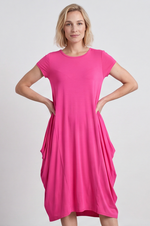 Sariah Short Sleeve Dress Fuchsia - Image 2