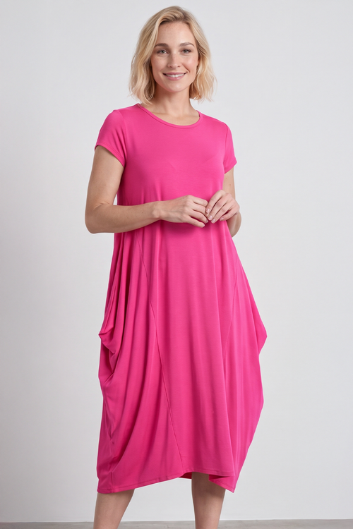 Sariah Short Sleeve Dress Fuchsia - Image 3
