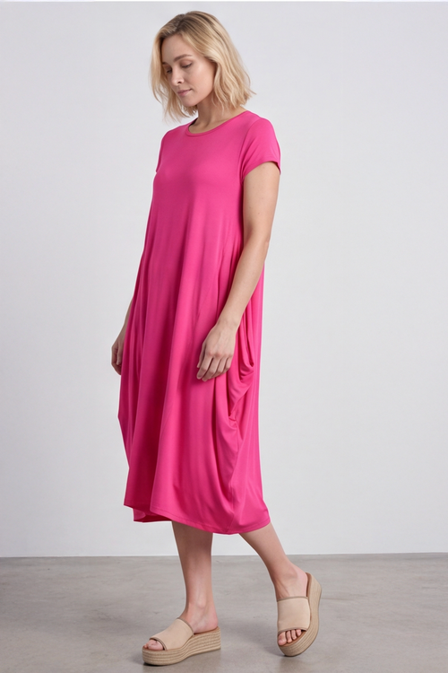 Sariah Short Sleeve Dress Fuchsia - Image 4