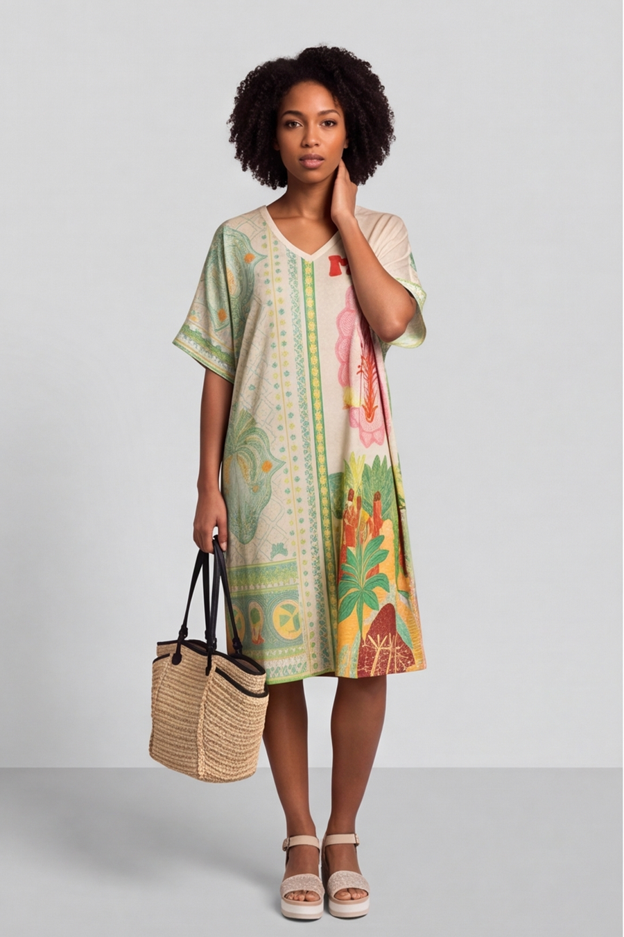 Attie V Neck Shimmer  Dress