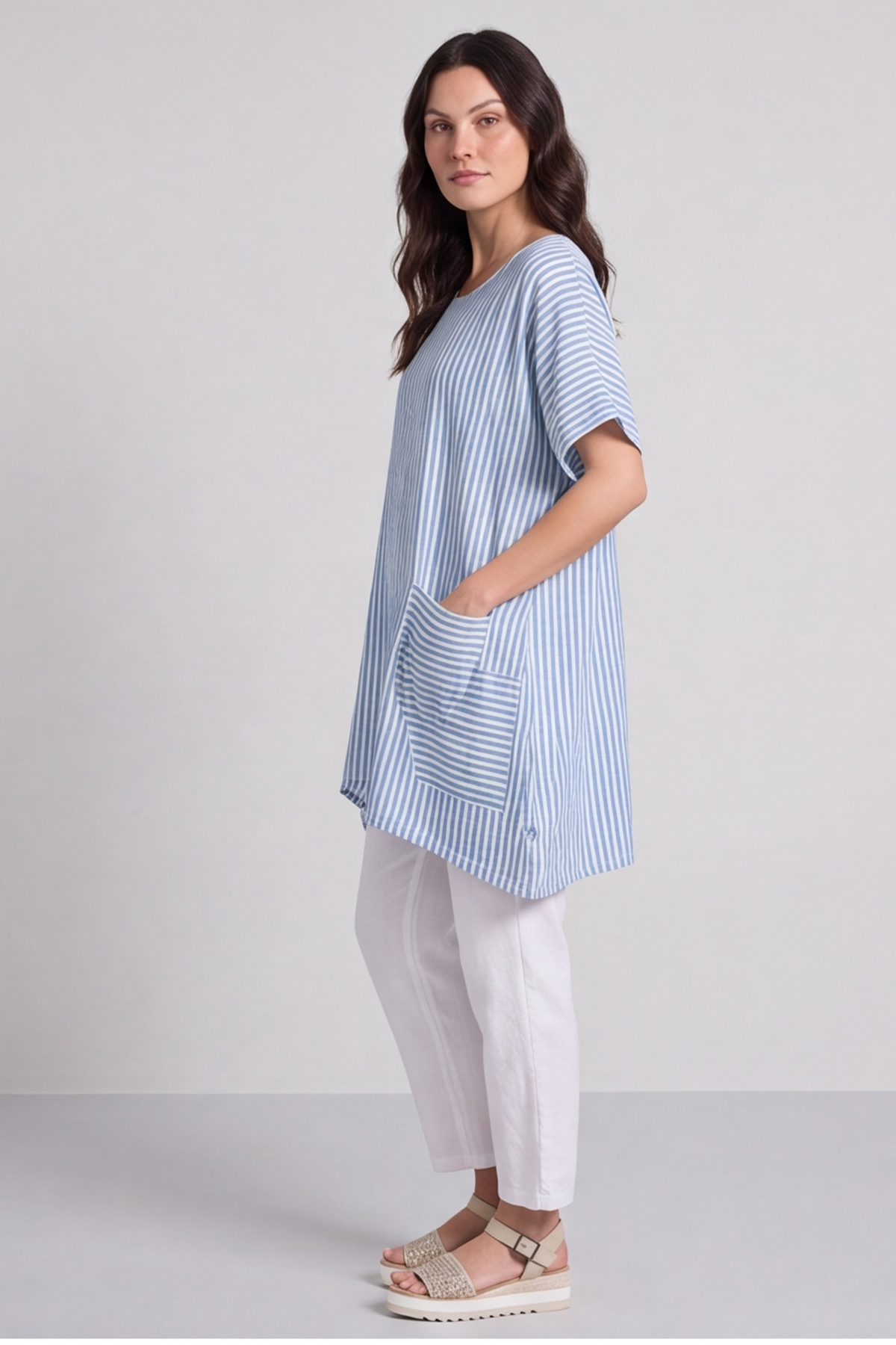Naima Stripe Top Powder Blue