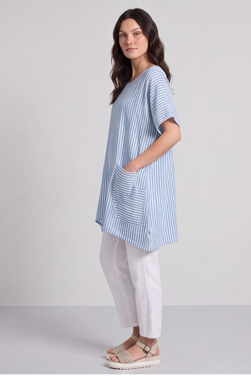 Naima Stripe Top Powder Blue - Image 3