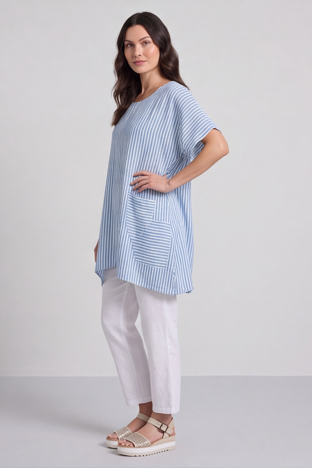 Naima Stripe Top Powder Blue