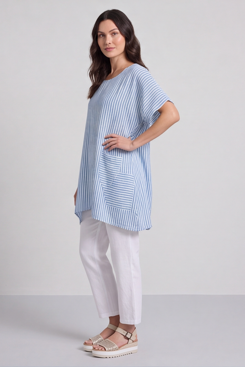 Naima Stripe Top Powder Blue - Image 4