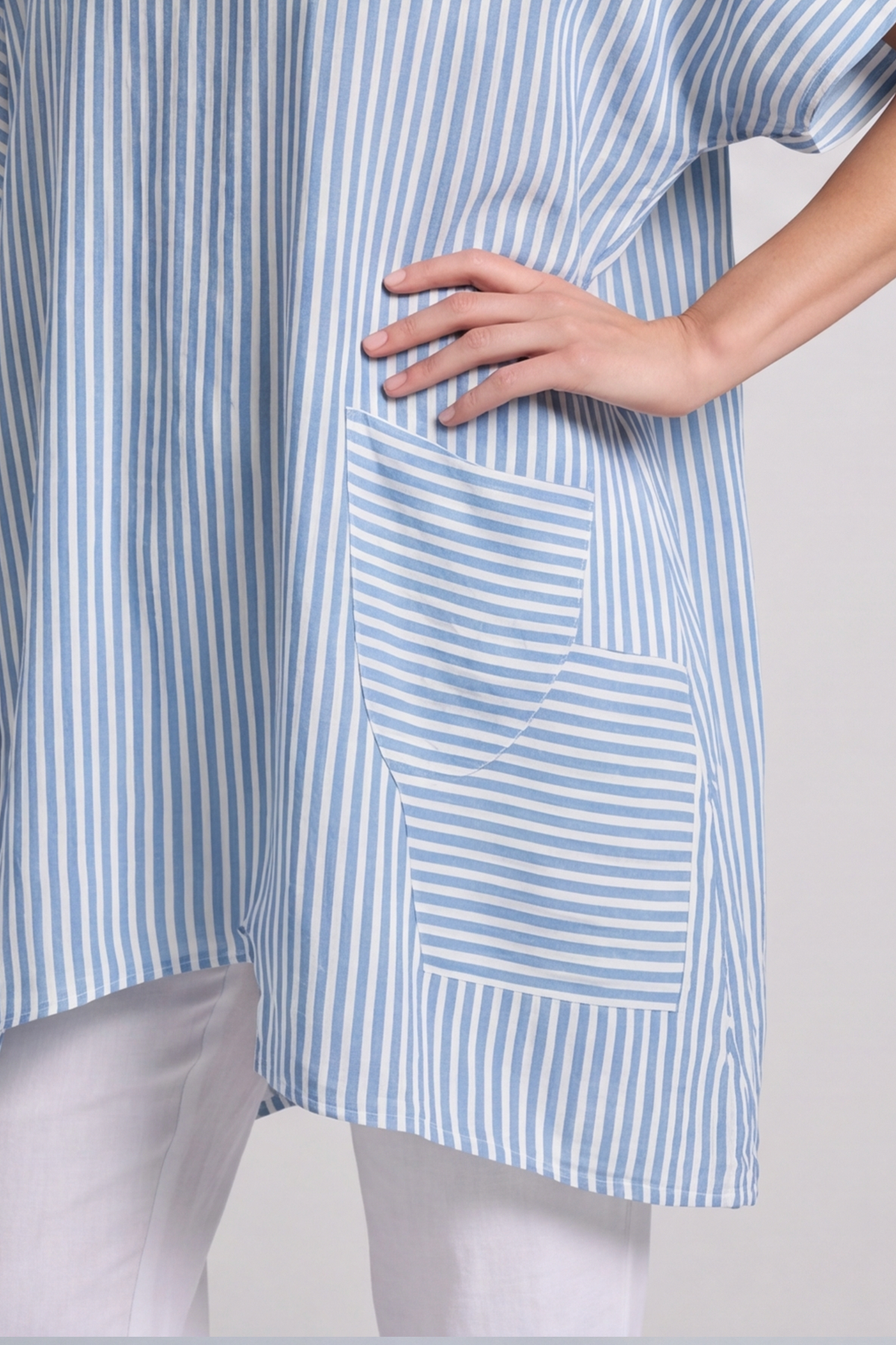 Naima Stripe Top Powder Blue