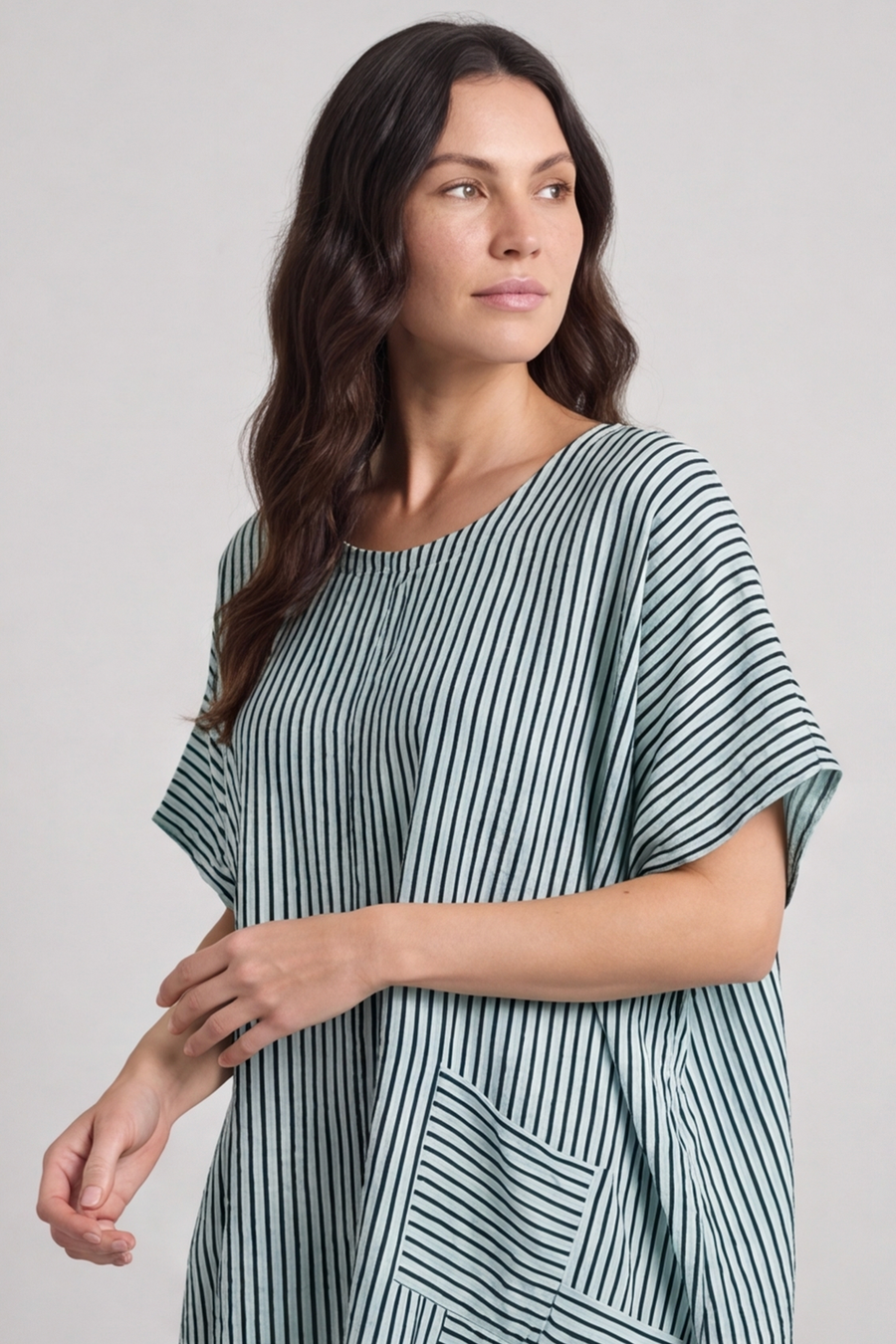 Naima Stripe Top Sage Green