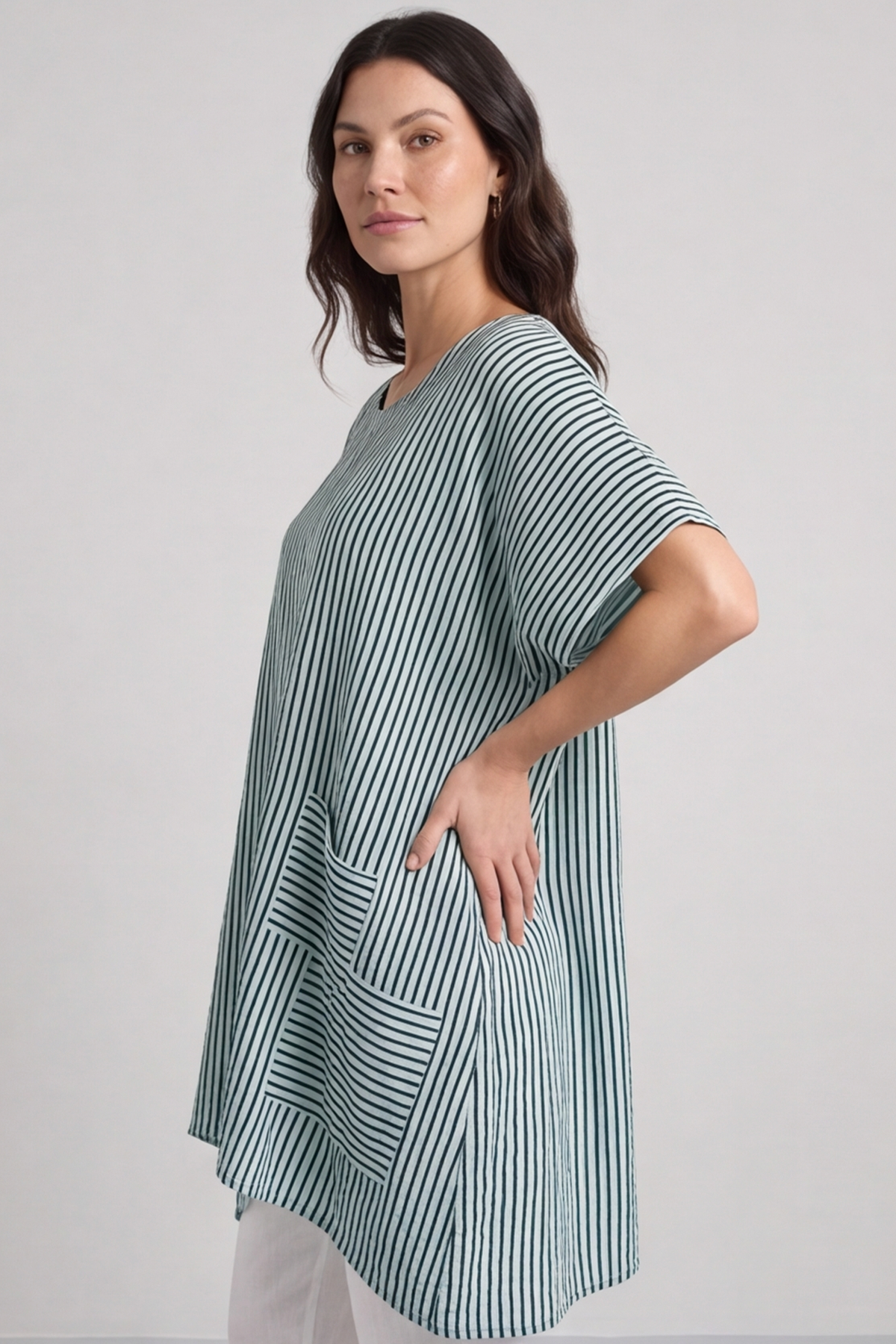 Naima Stripe Top Sage Green