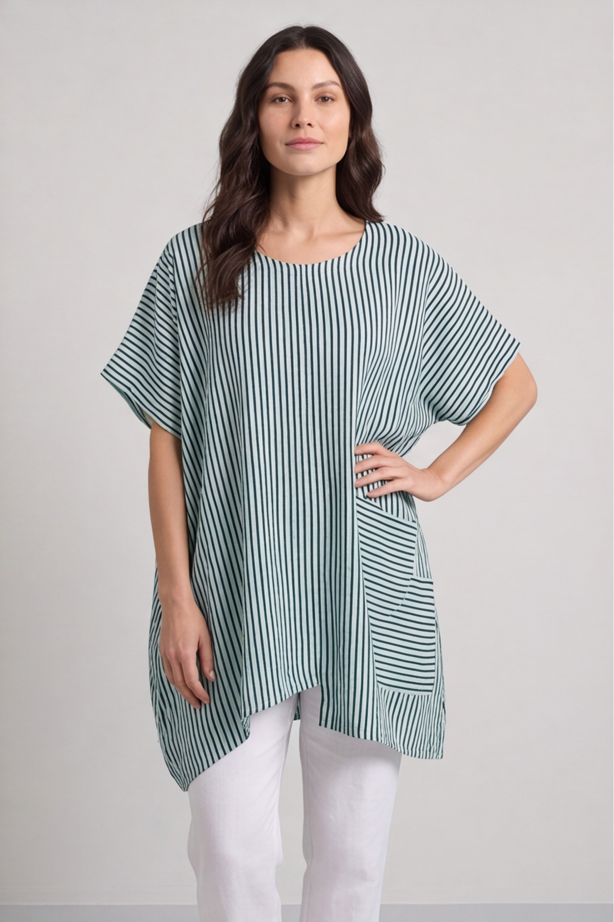 Naima Stripe Top Sage Green
