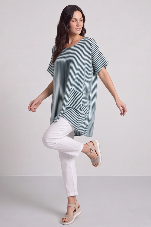 Naima Stripe Top Sage Green - Image 7