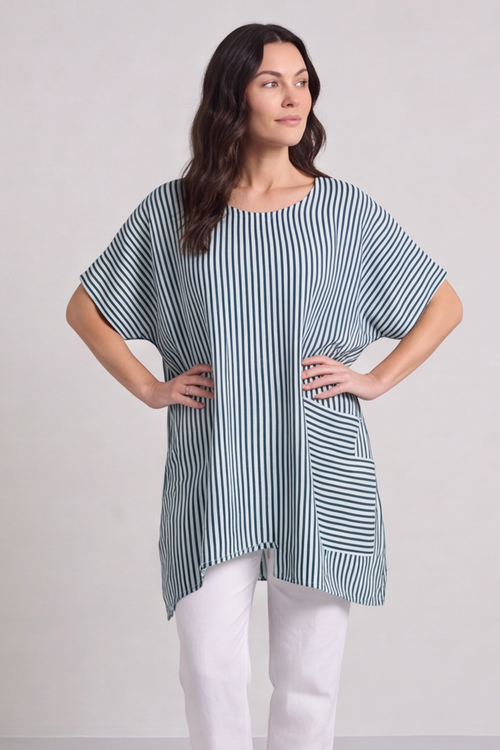 Naima Stripe Top Sage Green - Image 2
