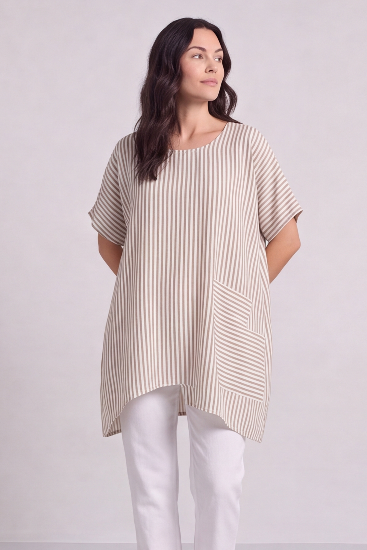 Naima Stripe Top Stone