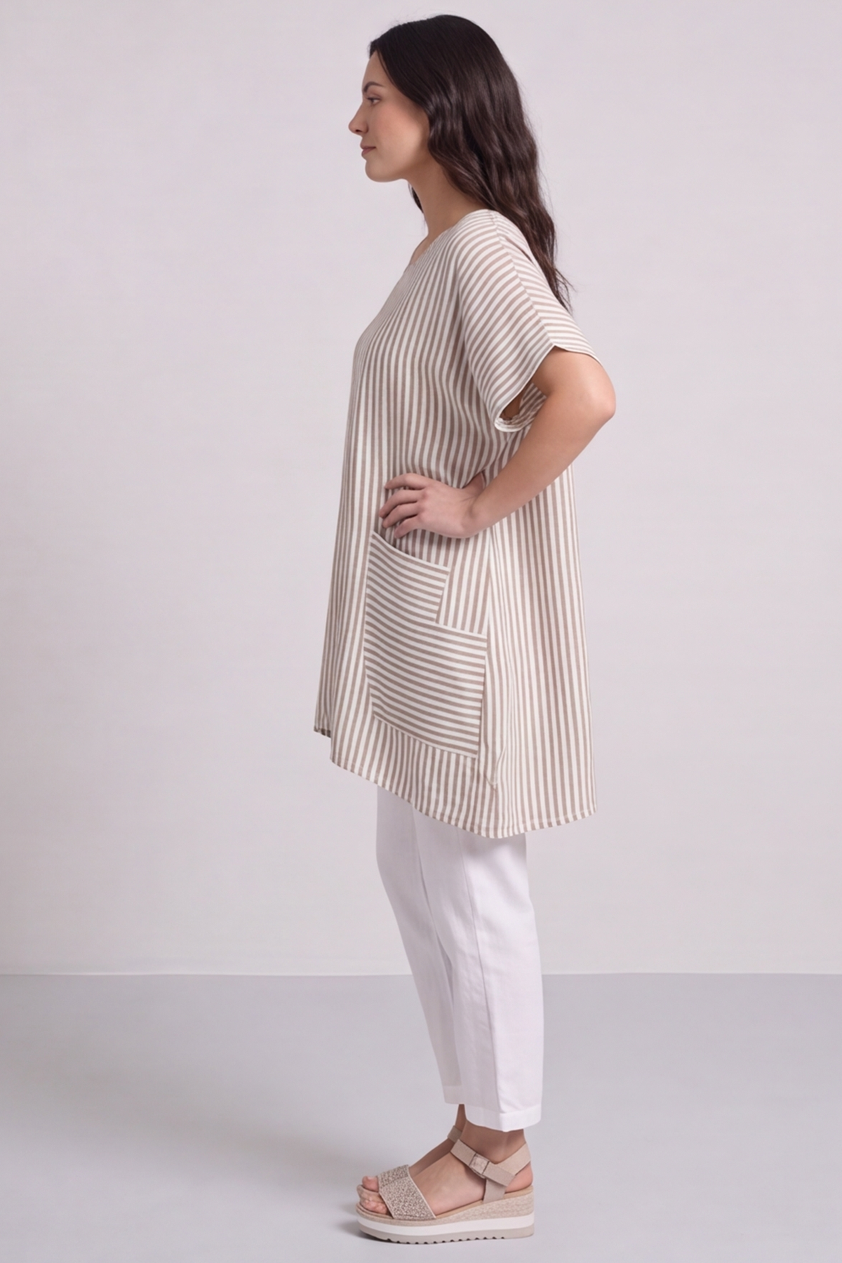 Naima Stripe Top Stone