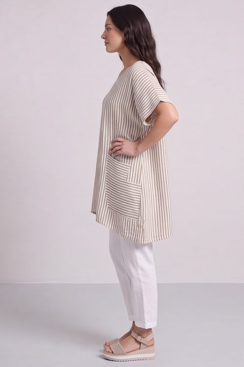 Naima Stripe Top Stone - Image 5