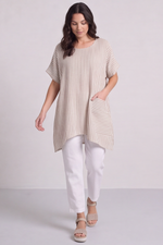 Naima Stripe Top Stone Stone - Naima Stripe Top Stone